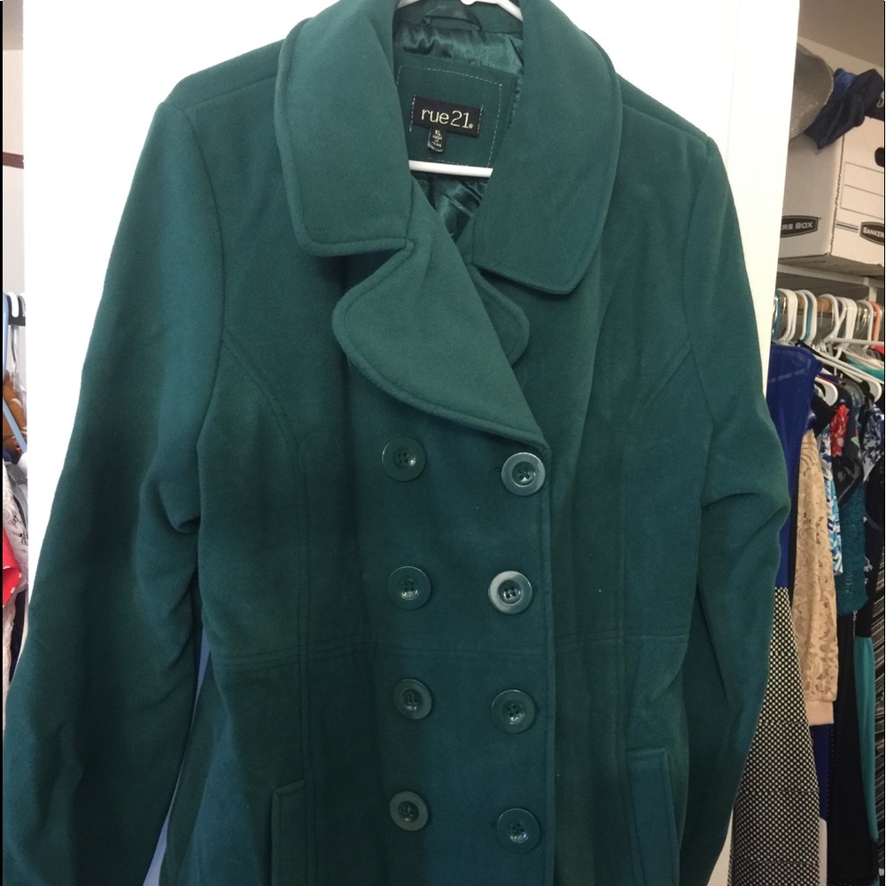 Emerald green pea coat NWT women’s coat size xl